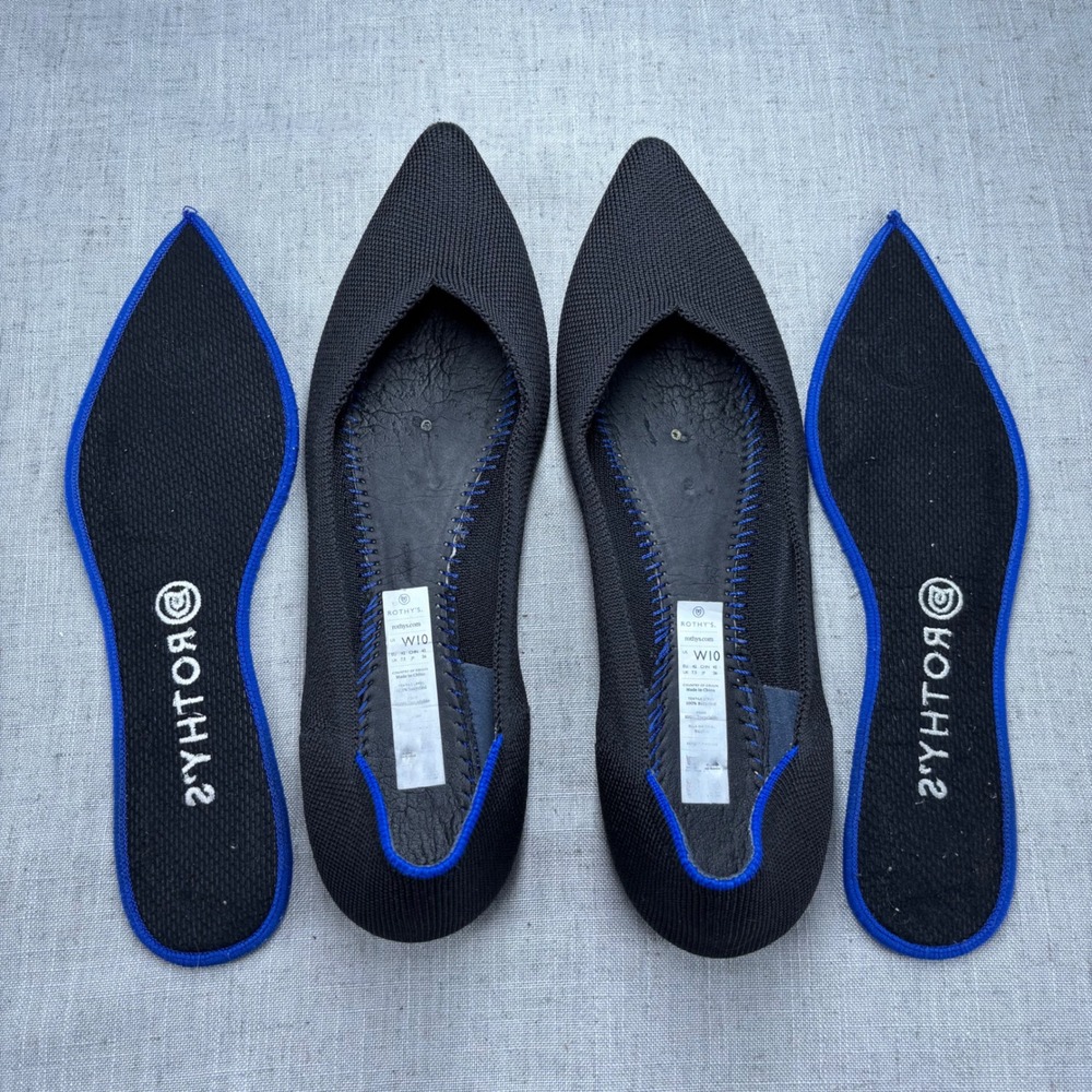Rothy's The Point Shoes Black Solid Knit Pointed Toe Flats Women's Size 10 - Picture 10 of 12